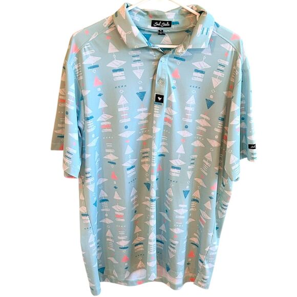 Bad Birdie Polo Shirt Mens XL Retro Print Performance Golf Bowling Stretch - Picture 12 of 12